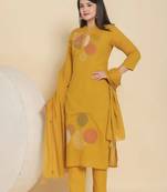 Cotton cambric  straight kurti pant dupatta set