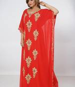red  kaftan women dress long gown farasha morocco wear