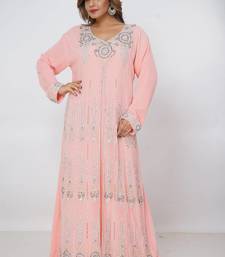 baby-pink  kaftan women dress long gown farasha morocco wear