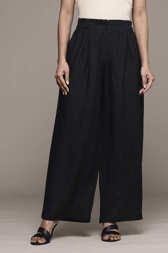 Black essential-bottoms pants by ritu kumar