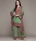 Green adrika kurta with palazzo set by ritu kumar