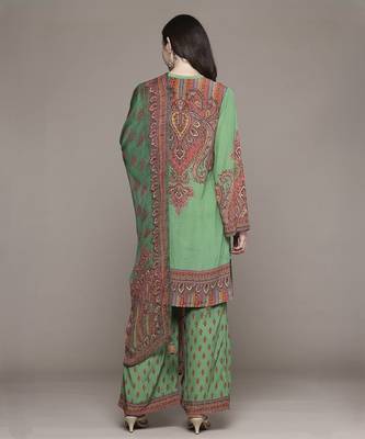 Green adrika kurta with palazzo set by ritu kumar 2