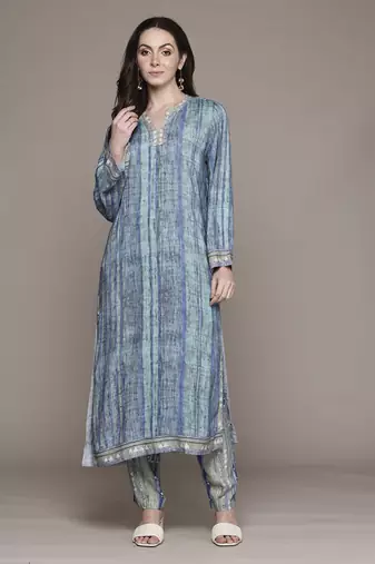Blue essential-vasudha kurta set by ritu kumar