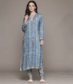 Blue essential-vasudha kurta set by ritu kumar