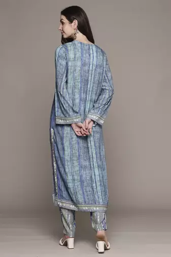 Blue essential-vasudha kurta set by ritu kumar