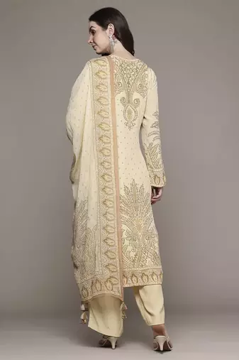 Beige arith kurta set by ritu kumar