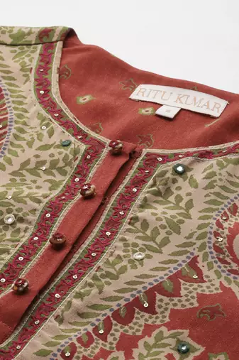 Rust arith kurta set by ritu kumar