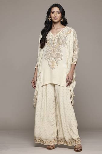 Beige arith kurta set by ritu kumar