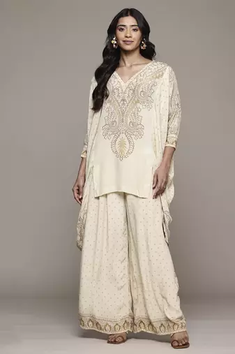 Beige arith kurta set by ritu kumar