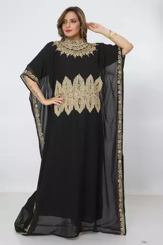 black  kaftan women dress long gown farasha morocco wear