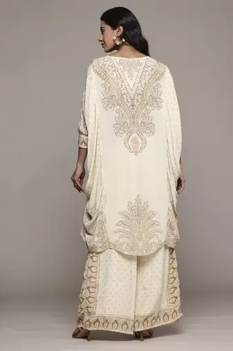 Beige arith kurta set by ritu kumar