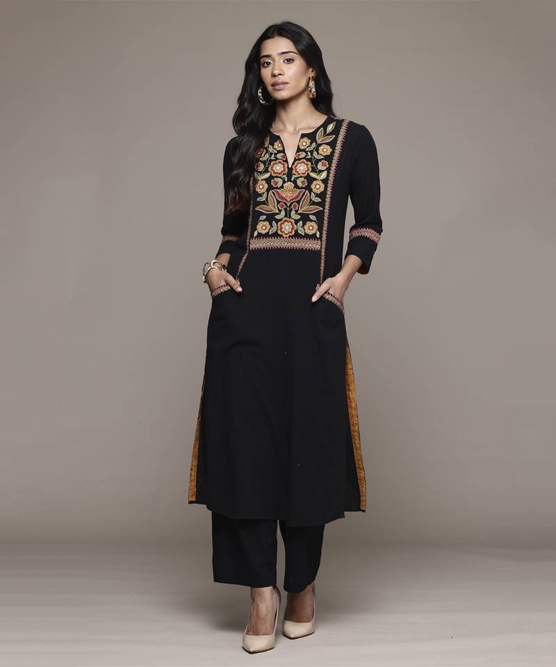 Black carpet kurta set by ritu kumar