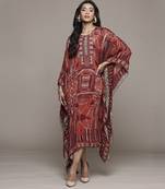 Red arunya long dress with camisole by ritu kumar