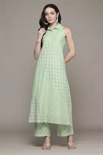 Green essential-ananta kurta set by ritu kumar