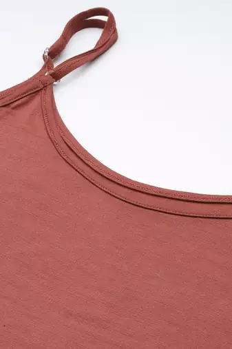 Red arunya long dress with camisole by ritu kumar