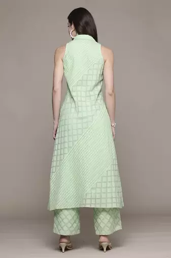 Green essential-ananta kurta set by ritu kumar