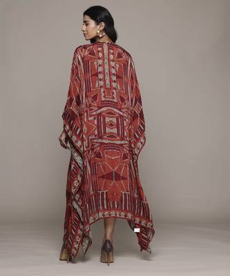 Red arunya long dress with camisole by ritu kumar 5