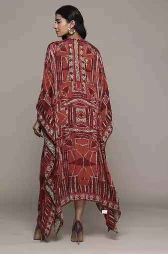 Red arunya long dress with camisole by ritu kumar