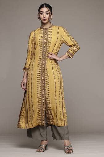 Mustard essential-bhuj kurta by ritu kumar