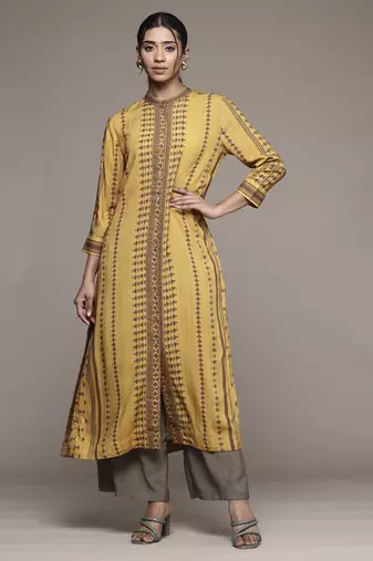 Mustard essential-bhuj kurta by ritu kumar
