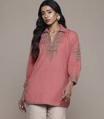 Peach essential-daksha kurti by ritu kumar