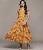 Rust bauhaus print long dress by ritu kumar