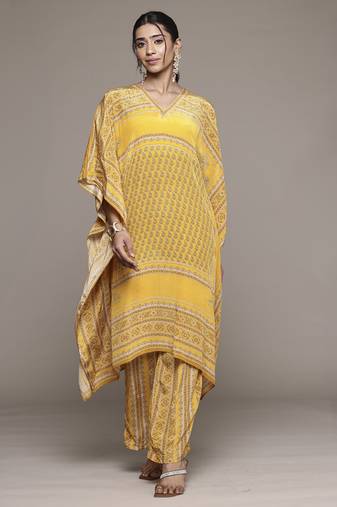 Yellow keya kurta set by ritu kumar