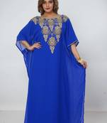 blue  kaftan women dress long gown farasha morocco wear