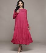 Fuchsia essential-ahram long dress with camisole by ritu kumar