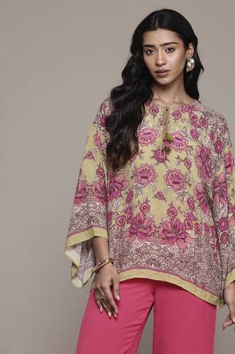 Green mono floral kurti by ritu kumar