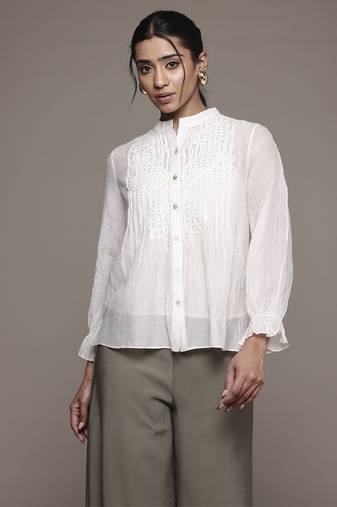 Ecru essential-label shirt by ritu kumar