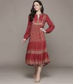 Red essential-bhuj long dress by ritu kumar