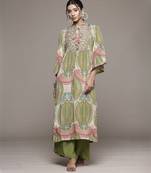 Green rubani print kurta set by ritu kumar
