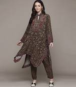Brown sonmarg kurta set by ritu kumar