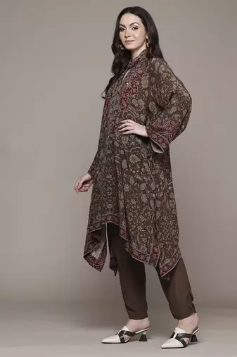 Brown sonmarg kurta set by ritu kumar