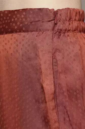 Rust essential-shyala solid shirt with pant co-ord set by ritu kumar