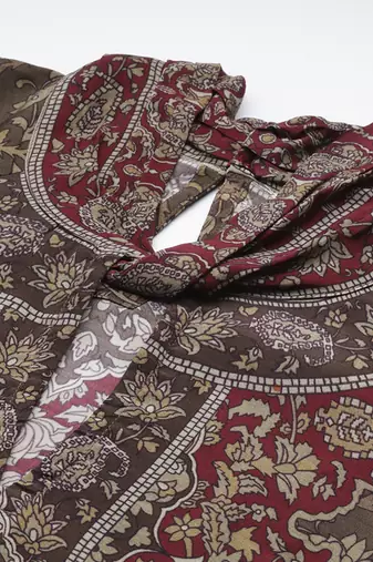 Brown sonmarg kurta set by ritu kumar
