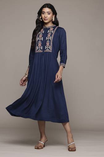 Blue essential-vasudha long dress by ritu kumar