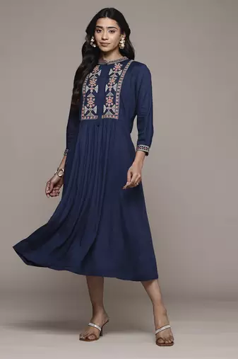 Blue essential-vasudha long dress by ritu kumar