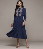 Blue essential-vasudha long dress by ritu kumar
