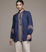 Blue essential-vasudha short top by ritu kumar