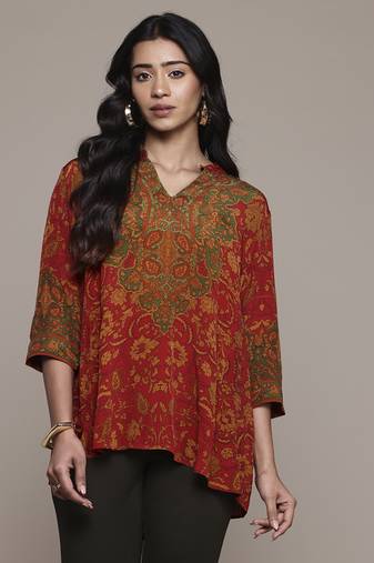 Red sonmarg kurti by ritu kumar