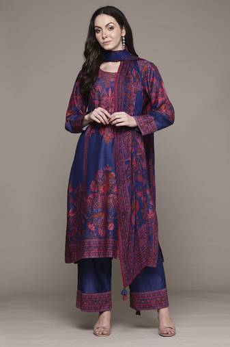 Blue zuri kurta set by ritu kumar