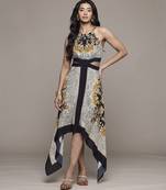 Black mono floral long dress by ritu kumar