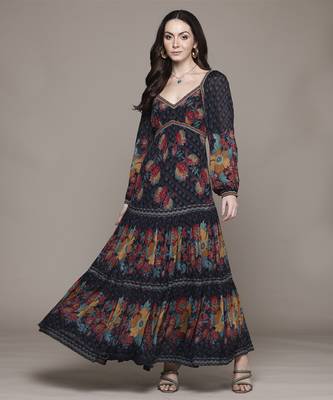 Black niloufer long dress by ritu kumar 1