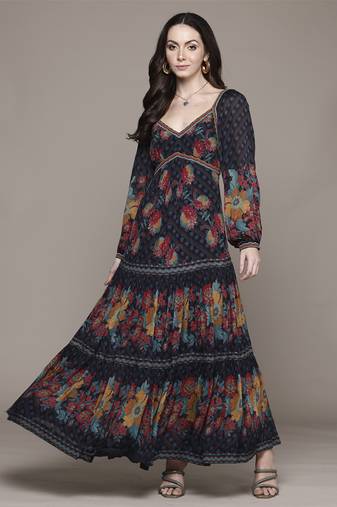 Black niloufer long dress by ritu kumar