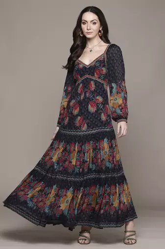 Black niloufer long dress by ritu kumar