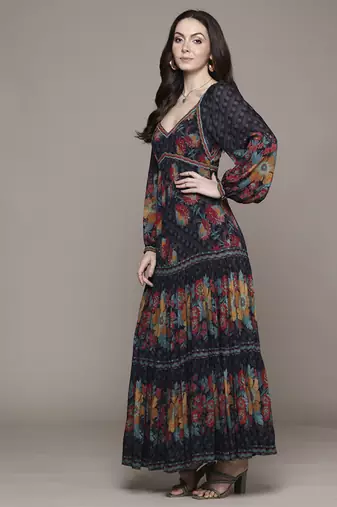 Black niloufer long dress by ritu kumar