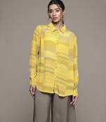 Yellow bauhaus print shirt by ritu kumar