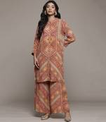 Rust sona shirt with pant co-ord set by ritu kumar